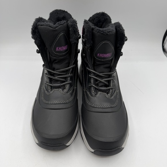 Khombu Riley Boots Womens Sz 7 M Black Lace Up Ankle Lined Insulated 1726924 - Picture 4 of 8